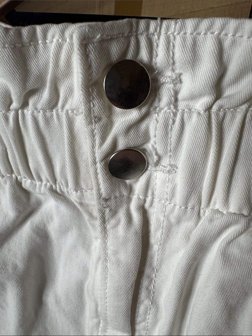 H&M White High Rise Paperbag Shorts Rolled Hem Cotton Size 6 - Picture 6 of 8